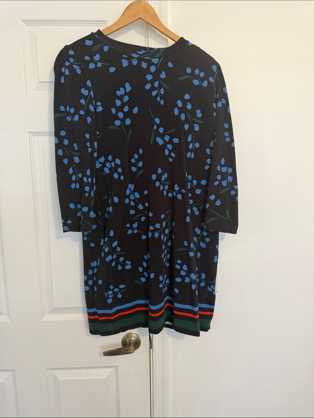 kate spade Black Dress with Blue Floral Print and Multicolor Hem